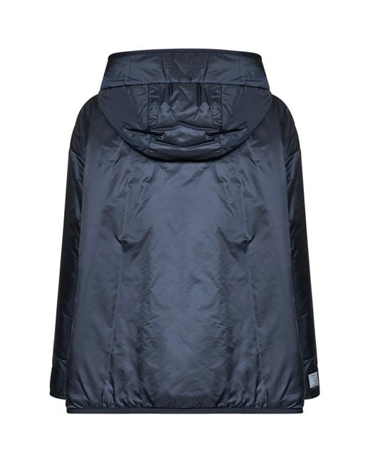 Max Mara Blue Hooded Puffer Jacket Midnight Polyester
