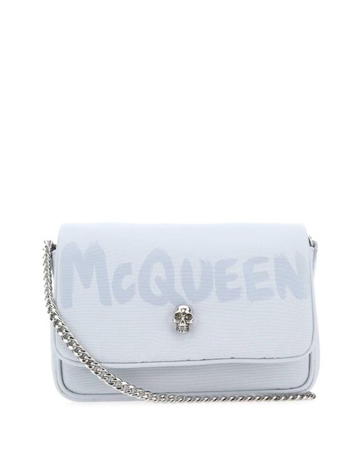 Alexander McQueen White Pastel Light- Polyester Small Skull Crossbody Bag