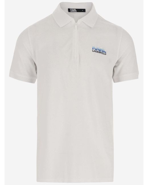 Karl Lagerfeld White Stretch Cotton Polo Shirt With Logo for men