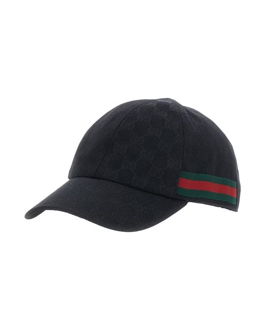 Gucci Blue Baseball Cap With Web Detail Gg Canvas Hat for men