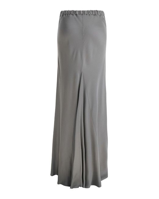 Antonelli Gray Pleat-Detailed Peplum Hem Maxi Skirt
