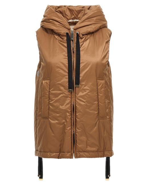 Max Mara Brown Polyester Sleeveless Jacket Clothing