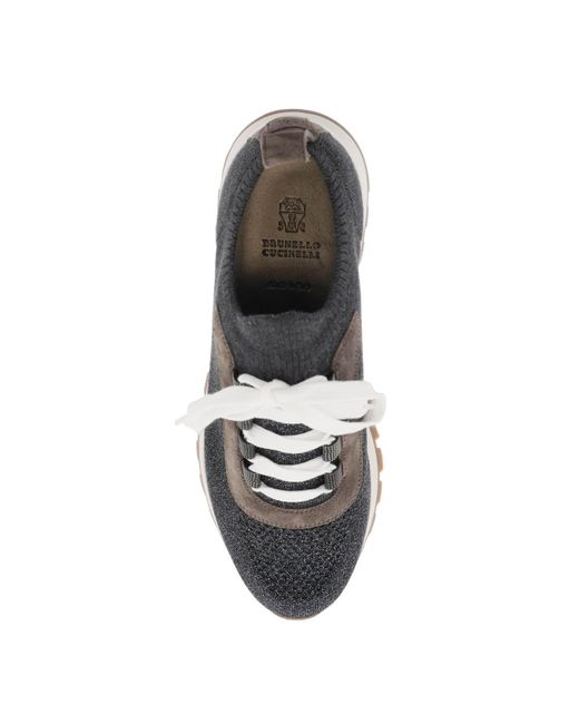 Brunello Cucinelli Black Sparkling Knit Sneakers