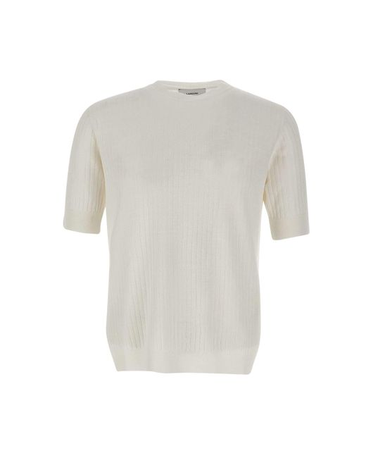 Lardini White Linen And Cotton T-Shirt for men