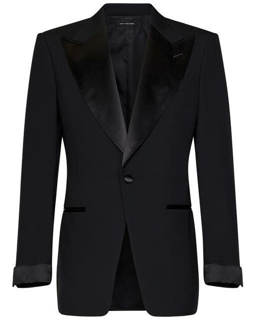 Tom Ford Black Suit With Satin Peak Lapel for men