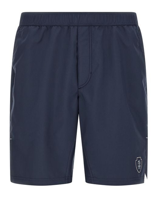 Brunello Cucinelli Blue Polyester Bermuda Shorts for men