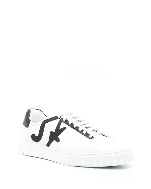 Ferragamo White Leather Lace Up Trainers Sneakers for men
