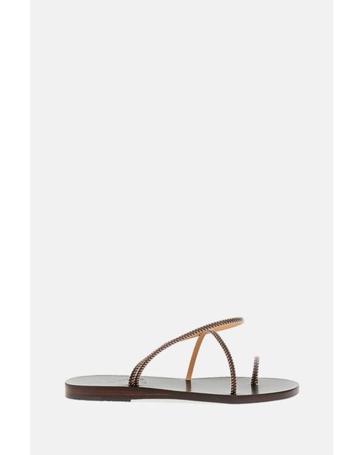 Ancient Greek Sandals White Eleftheria Stitch Leather Sandals