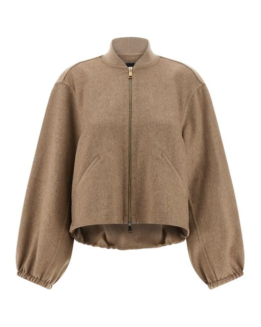Fabiana Filippi Brown Cashmere Bomber Jacket Puffer Jackets