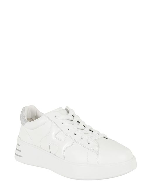 Hogan White Rebel Lace-Up Sneakers With Shiny Side Detail