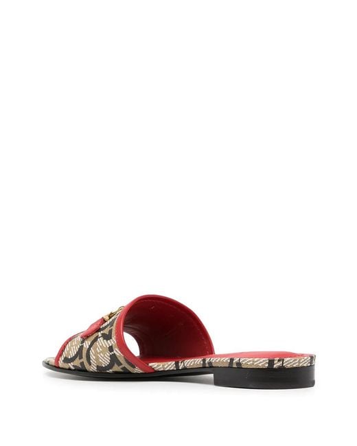 Ferragamo Pink Gancini-Print 20Mm Mules