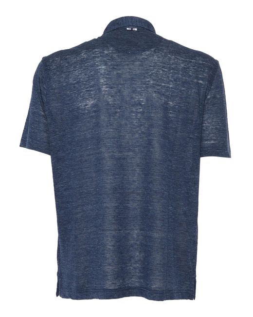 Fedeli Blue Linen T-Shirt for men