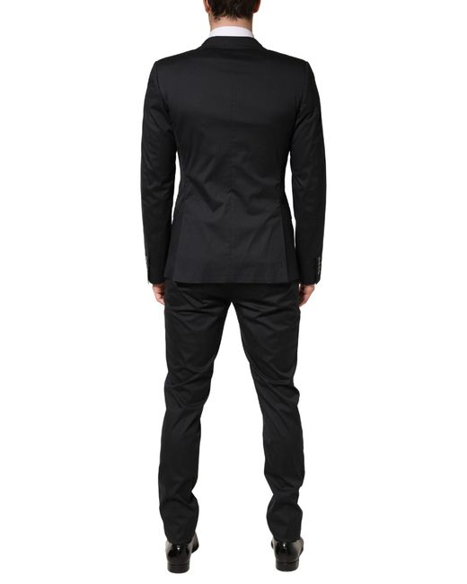 Dolce & Gabbana Black Cotton Single Breasted 2 Piece Suit Elastane Nylon Silk for men
