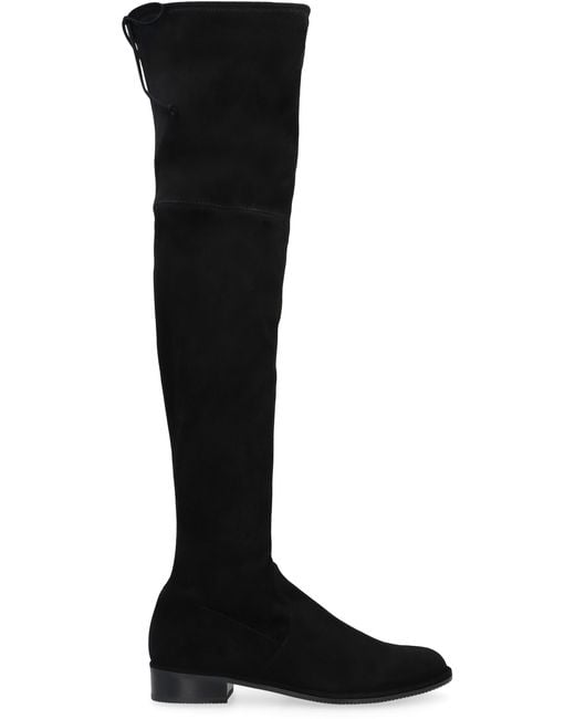 Stuart Weitzman Black Over The Knee Stretch Suede Boots