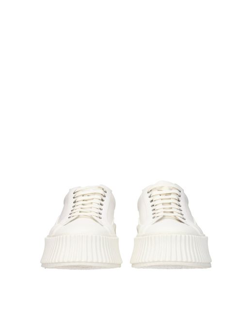 Jil Sander White Chunky Sole Canvas Sneakers for men