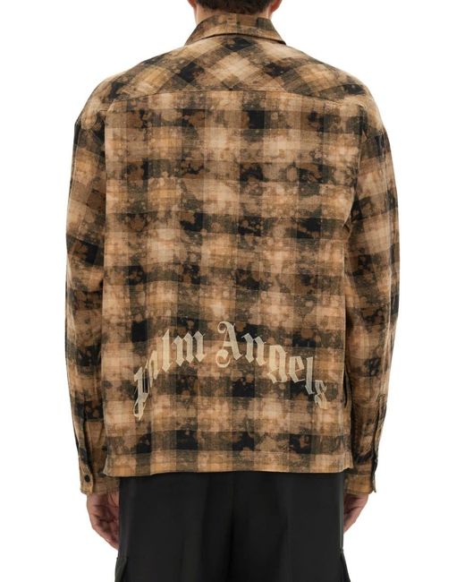 Palm Angels Brown Plaid Shirt for men