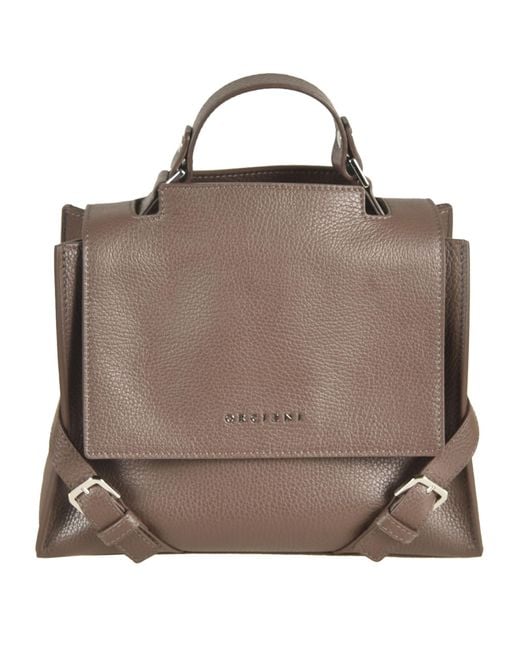 Orciani Brown Logo Flap Tote