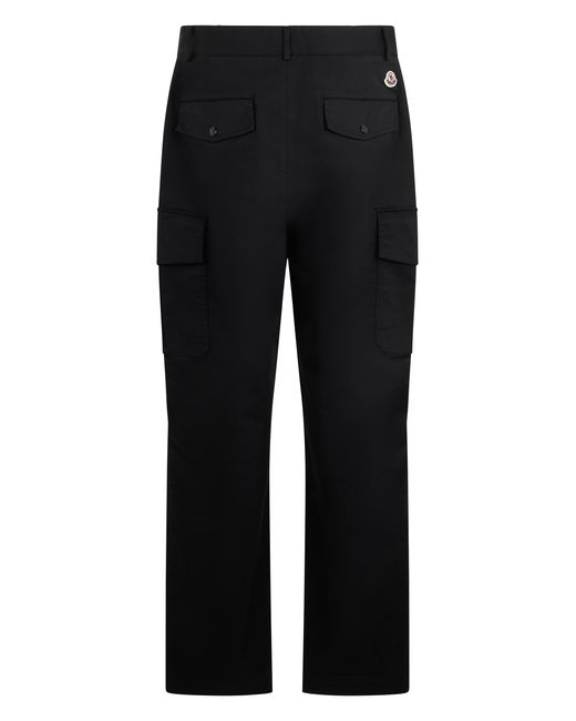 Moncler Black Cargo Trousers Stretch Cotton for men