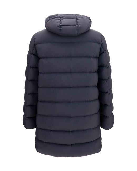Herno Blue Long Padded Jacket Polyamide Down for men
