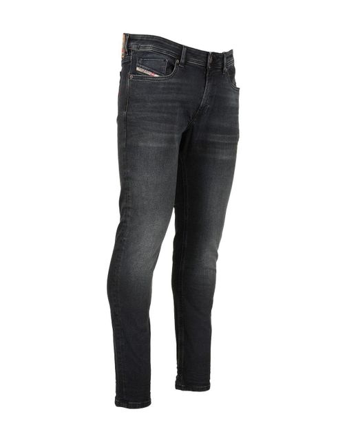 DIESEL Black Logo Patch Slim Jeans for men