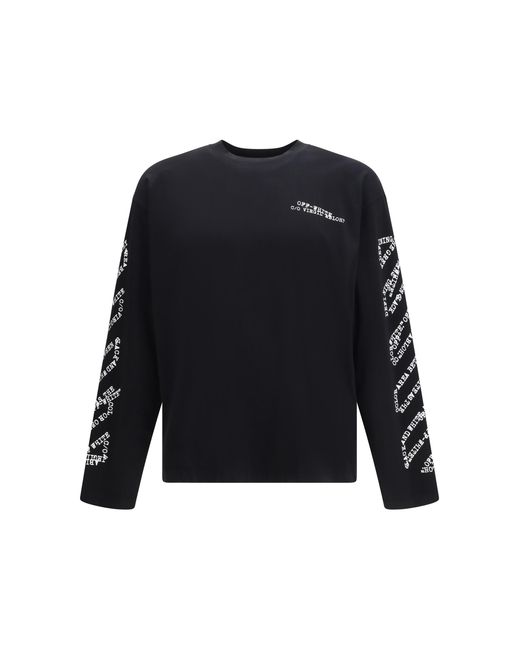 Off-White c/o Virgil Abloh Blue Patterned Long-Sleeve T-Shirt Cotton T-Shirts for men