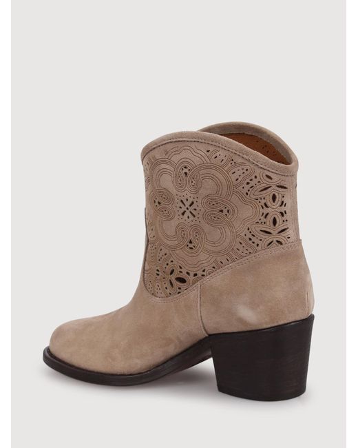 Via Roma 15 Natural Perforated Boot With Internal Wedge