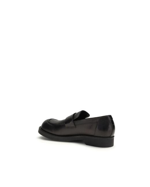 MM6 by Maison Margiela Black Calf Leather Bos Taurus Slip-On Loafers for men