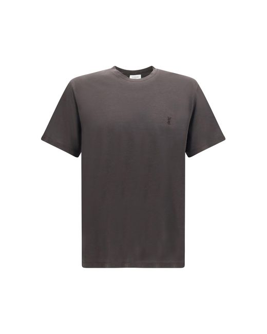 Saint Laurent Gray Silk And Cotton Cassandre T-Shirt T-Shirts for men