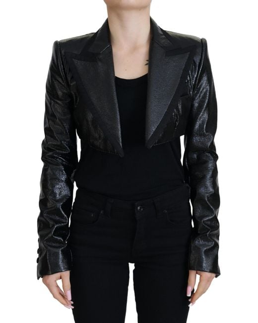 Dolce & Gabbana Black Elegant Cropped Designer Jacket