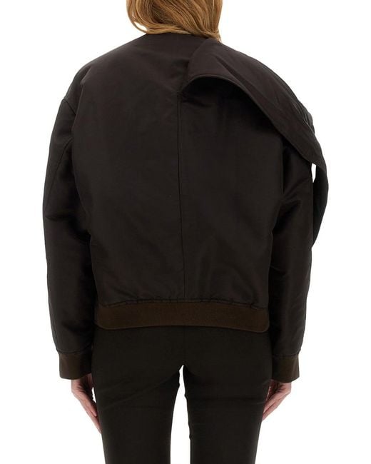Courreges Black Bow Neck Bomber Jacket Polyamide