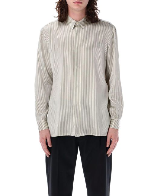 Saint Laurent Gray Silk Stripe Shirt for men