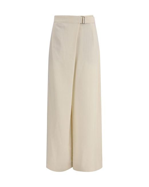 Brunello Cucinelli Natural Crossed Pants Viscose; Linen