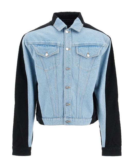 Mugler Blue Two-Tone Denim Jacket for men