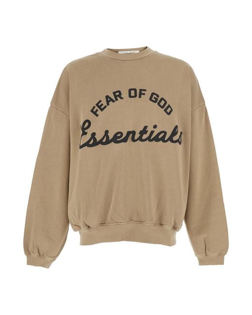 Fear Of God Natural Crewneck Sweatshirt With Dropped Shoulders And Maxi Logo Lettering On The Front for men