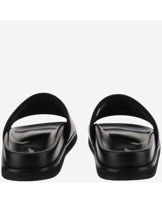 Off-White c/o Virgil Abloh Black Leather Slippers With Logo for men