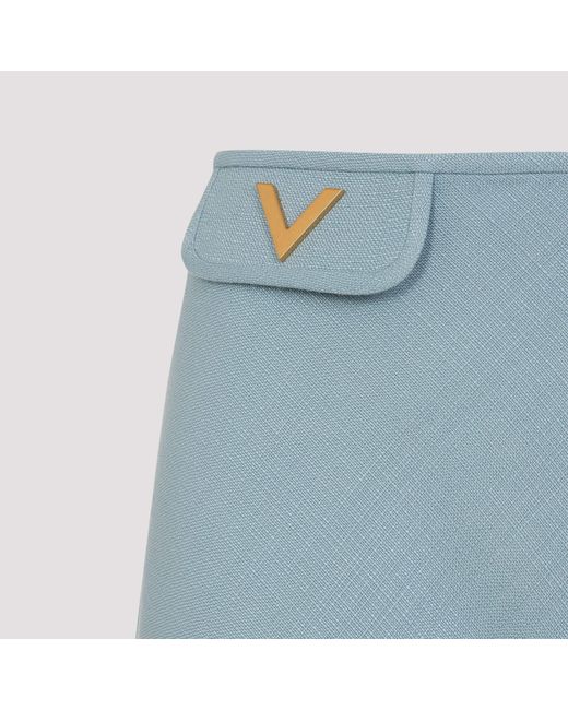 Valentino Blue Viscose Midi Skirt