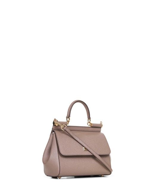 Dolce & Gabbana Natural Handbag Medium Sicily Dauphine Leather