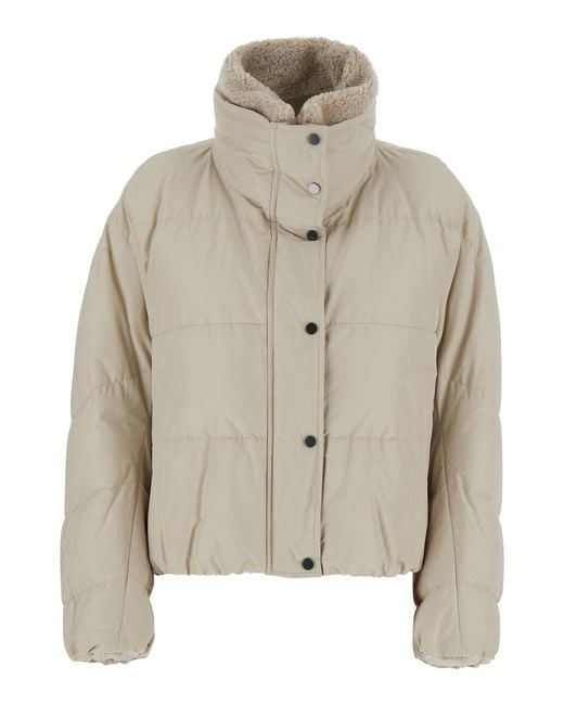 Brunello Cucinelli Gray Puffer Jacket Cotton