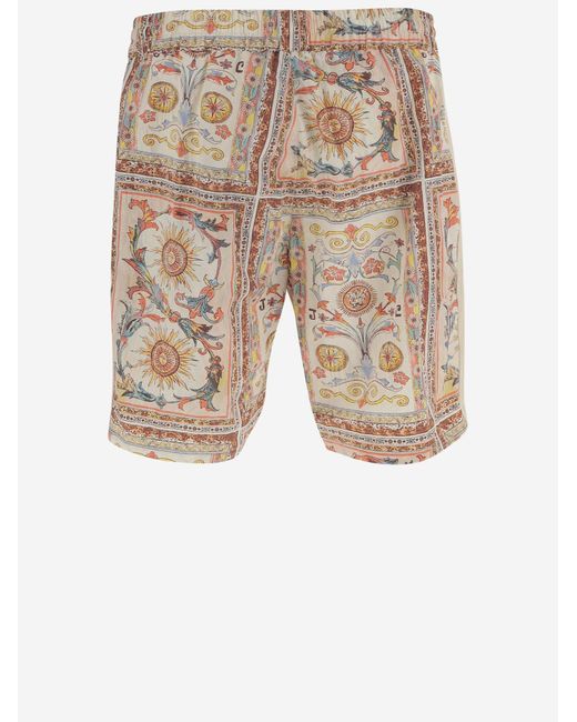Just Cavalli Natural Nylon Shorts With Ornamental Print Polyamide for men