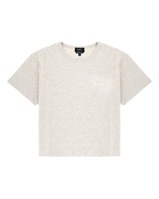 A.P.C. White T-Shirt With Logo Cotton Biological T-Shirts