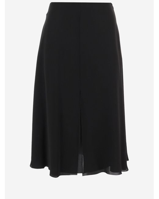 Valentino Black Skirt With Front Slit, Silk
