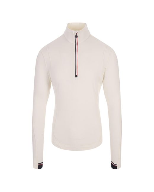 3 MONCLER GRENOBLE White Turtle-neck Sweater With Zip for men