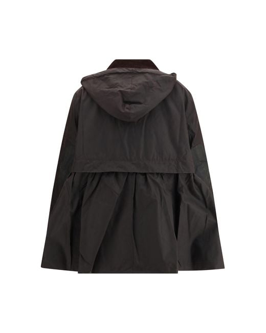 Barbour Black Waxed Peplum Jacket By X Ganni