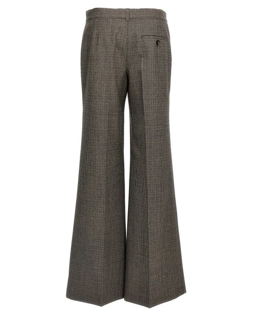 Stella McCartney Gray Micro Houndstooth Wool Trousers With Flared Leg