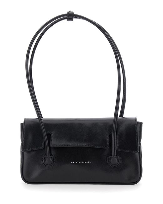 MARGE SHERWOOD Black Shoulder Bag Glossy Leather Cow