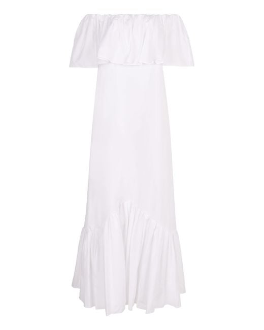 Max Mara White Petali Poplin Maxi Dress