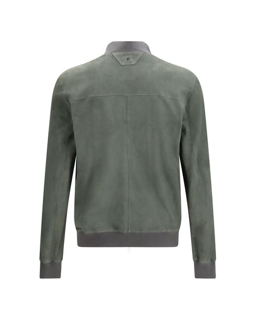 Salvatore Santoro Green Jacket Suede Calf Leather Padded & Down for men