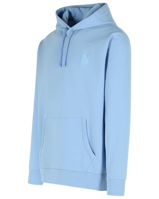 Ralph Lauren Blue Big Pony Loopback Fleece Hoodie for men