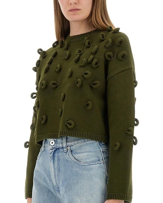 J.W. Anderson Green Cropped Jersey Jumper Cotton Polyamide Jumpers