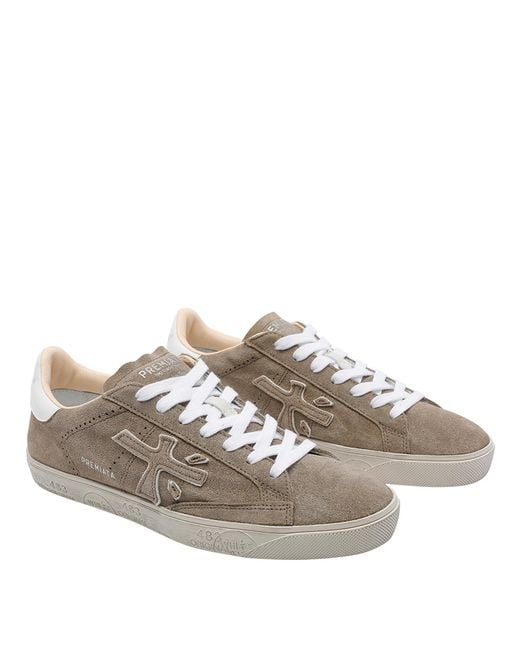 Premiata Gray Sneakers Suede Leather/Rubber Sole for men